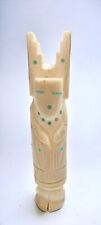 Zuni Corn Maiden Fetish Native American Carved Antler Turquoise Inlay picture
