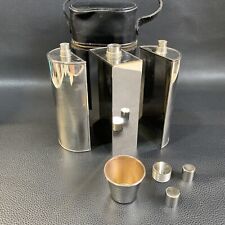 Vintage German Triple Flask Travel Bar Set, Gero Made In Germany Zipper picture