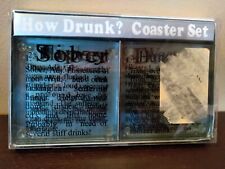 Vtg Kikkerland How Drunk? Glass Coaster Set Of 6 Barware Hung-over Tipsy Funny picture