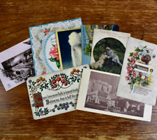 VTG POSTCARDS GREETING CARDS Lot of 8 USED Antique French English Thanksgiving picture