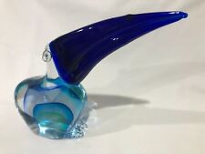 Toucan Art Glass Figurine Large Blown Glass Big Blue Beak Lilac Body Murano? picture