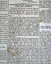 ABRAHAM LINCOLN INAUGURATION Inaugural Address 1865 Pro Confederate Newspaper picture