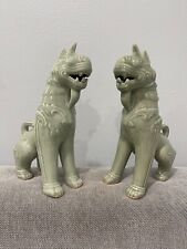 Thai Siam Celadon Green Glazed Pair of Mythical Beasts Qilin Figurines / Statues picture