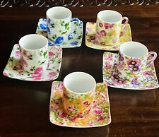 Vintage Floral Casati Germany Fine Porcelain Demitasse Espresso Set of 5 picture