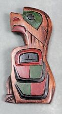 Vintage Signed RALPH SHAUGHNESSY Hand Carved EAGLE Wood Figurine ALERT BAY B.C. picture