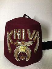 Vintage Masonic Shriner Lot Jeweled KHIVA Fez Hat /Scottish Rite Cap & 2 Aprons picture