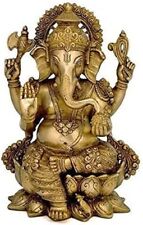 Brass Mangalkari Ganesh/Ganpati Statue/Idol Antique Finish Height - 12 Inches, picture