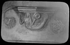 ANTIQUE Magic Lantern Slide RIPON CATHEDRAL MERMAID MISERICORD DATED 1919 PHOTO picture