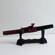 Mini Japanese Samurai Sword Fixed Blade Letter Opener Katana Knife Display Stand picture