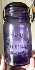 NICE AMETHYST THE SMALLEY SELF SEALER WIDE MOUTH JAR W/LID QUART 1910'S ERA L@@K picture