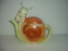 Enesco Snappy Snail Ceramic Teapot Tea Pot Vintage picture