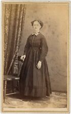 CIRCA 1880'S CDV Woman In Victorian Dress Standing A Schoenberg Cincinnati OH picture