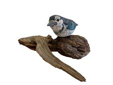 Blue Bird on Driftwood Handcrafted Signed Meg 6