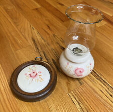 Vintage Lasting Products Inc Pink Rose Ceramic/ Candle Holder & Wood Wall Plaque picture