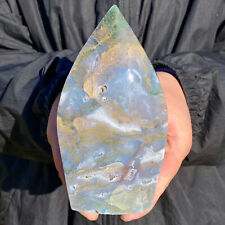 485G Natural agate water grass quartz Slice polishing healing meditation picture