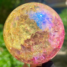 161G  Natural Titanium Rainbow Quartz sphere Crystal ball Healing picture