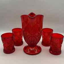 Mosser Vibrant Ruby Red Pitcher w/4 Tumblers, Cambridge Glass Co. 2579  picture