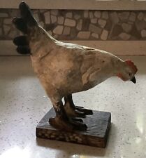Rustic Primitive Looking Solid Wooden Chicken Figurine, Wooden, 7+” Farmhouse picture