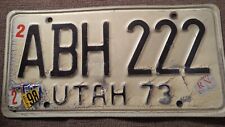 Vintage License Plate 1973 Utah ABH 222 Car Truck Automobile picture