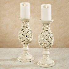 Touch of Class Openwork Candleholders Ivory/Gold Pair picture