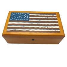 VTG Miniature Lane Cedar chest w/key USA Flag Rustic Farmhouse Box picture