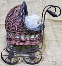 Antique Victorian Stroller Vintage Wicker Wood Iron Baby Doll Carriage 12