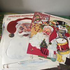 Vintage Giant Christmas Die Cuts Velvety Flocked Huge Lot Peck Eureka Santa Etc picture