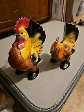 Pair Of Vintage Rooster With Chicken Figurines picture