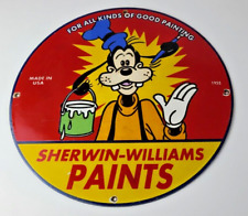 Vintage Sherwin Williams Paint Sign Porcelain Goofy Hardware Store Gas Pump Sign picture