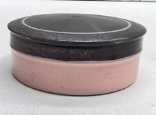 Vintage Antique tin metal Pill box Snuff Tin Pink Round Decorative Lid picture