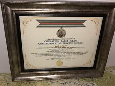 SCSA - OPERATION EAGLE CLAW [1980 IRAN] COMMEMORATIVE MEDAL CERTIFICATE ~ Type 1 picture