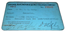 1912 CHICAGO BURLINGTON & QUINCY CB&Q EMPLOYEE PASS #18832 picture