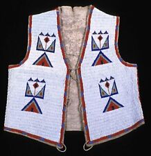  Old American Sioux Style Full Front Beaded Suede Hide Back Powwow Vest FBV205 picture