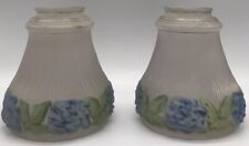 BEAUTIFUL VINTAGE PAIR OF REVERSED PAINTED FLORAL FROSTED LAMP/LIGHT SHADES picture