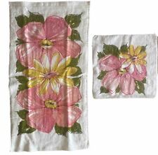 1960s Cannon Royal Family 100% Cotton Floral Hand Towel and Washcloth Set UNUSED picture