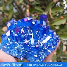 AAA Natural Blue Aura Titanium Quartz Crystal Cluster VUG Specimen Healing Stone picture