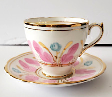 VTG  Phoenix Bone China TF & SL England Floral  Pattern Tea Cup & Saucer picture