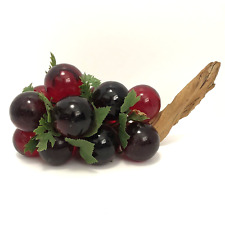 Vintage MCM Cranberry Red Resin Large Grape Cluster Driftwood Leaves picture