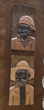 Unique Vintage Hand Carved African Art - Matching Pair Man And Woman . picture