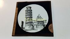 FJL HISTORIC Magic Lantern GLASS Slide DER SCHIEFE THURM IN PARIS LEANING TOWER picture