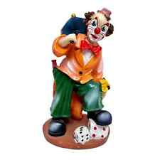 VTG Resin Colorful Performing Clown Table Figurine Holding Umbrella foot on Dice picture
