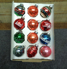 12 - Vintage Shiny Brite Glass Christmas Ornaments 1-3/4