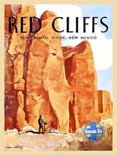 1940's Santa Fe Red Cliffs Vintage Style Travel Poster - 18x24 picture