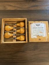 Vintage Miller Falls 5 Piece Wood Chisel Carving Tool Set No 107 Box picture