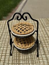 Longaberger Collector Club Mini Wrought Iron Pie Stand Plate~Cherry & Blueberry picture