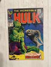 1968 INCREDIBLE HULK ISSUE #104 COMIC BOOK COMPLETE Hulk Vs Rhino Marvel Classic picture