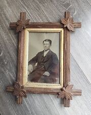 Antique Vintage Black & White Photograph Unknown Young Man - Wood Frame 11