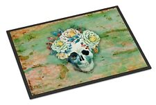 Day of the Dead Skull with Flowers Indoor Outdoor Mat 24x36 Inches BB5124JMAT-S picture