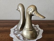 VTG MCM Brass Duck Head Bookends Mallard Ducks. Set of 2 for Office Library  picture