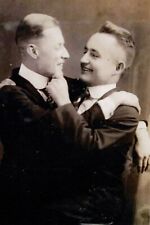 Two 1920s men hugging and smiling gay man's collection 4x6 picture